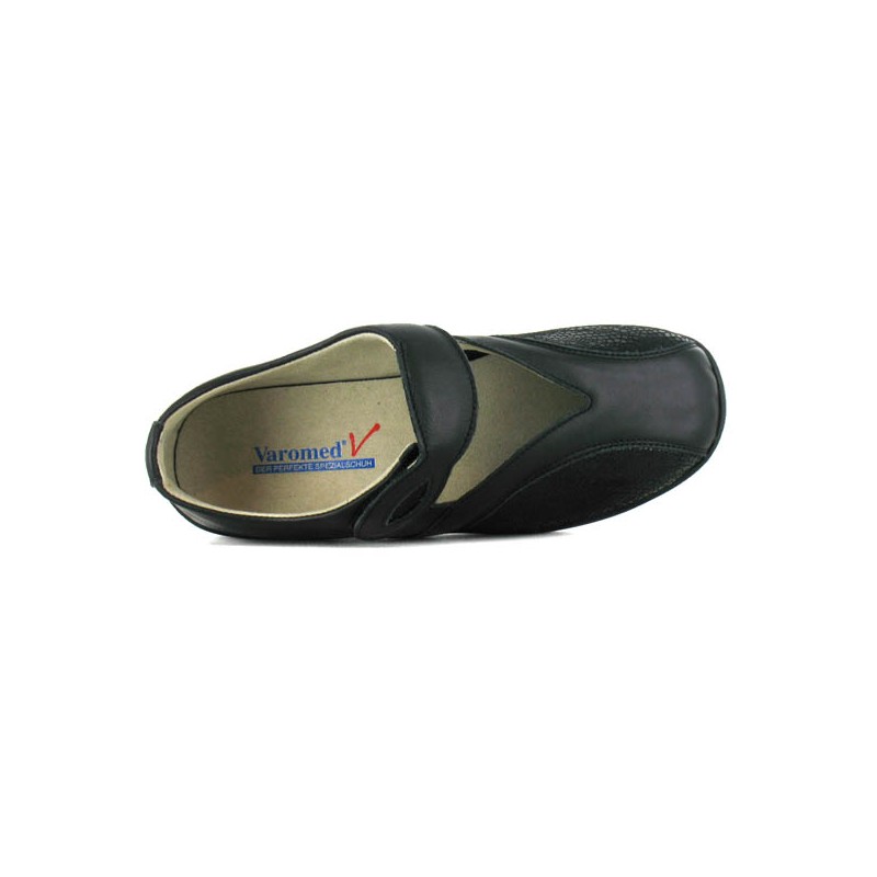 Ballerines Femme Florett - Confort, Semelle Antidérapante - Dessus Synthétique - Fermeture Velcro - Noir - Taille Medium