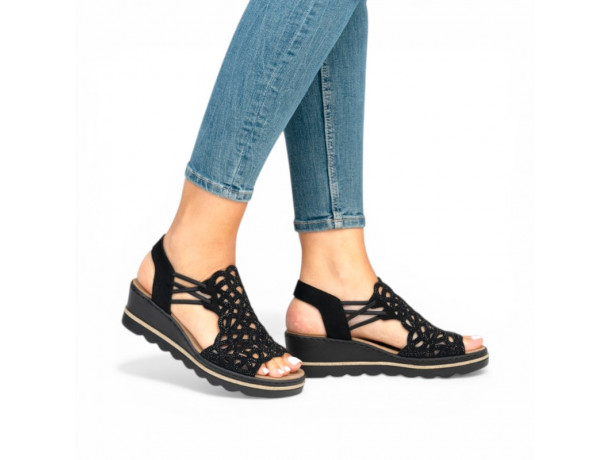 Sandales femme talon compensé confortables RIEKER 67465